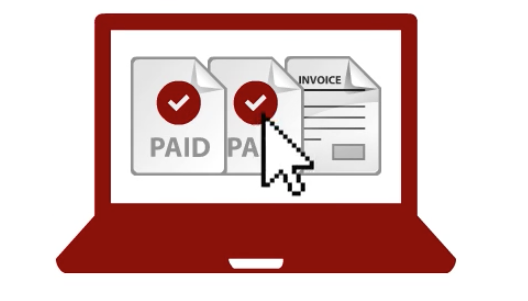 laptop with paid invoices icon