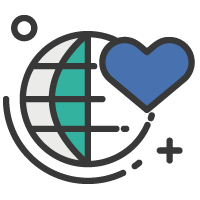 icon of heart over globe